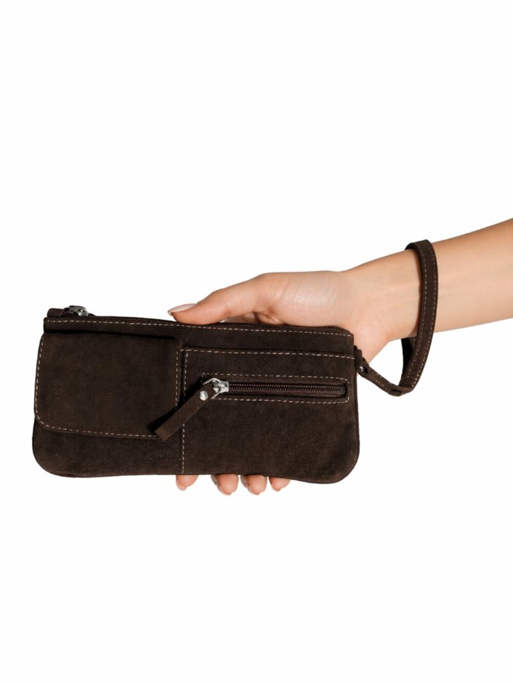 Sophia Visconti Women's Brown Leather Wristlet Clutch Wallet Organizer